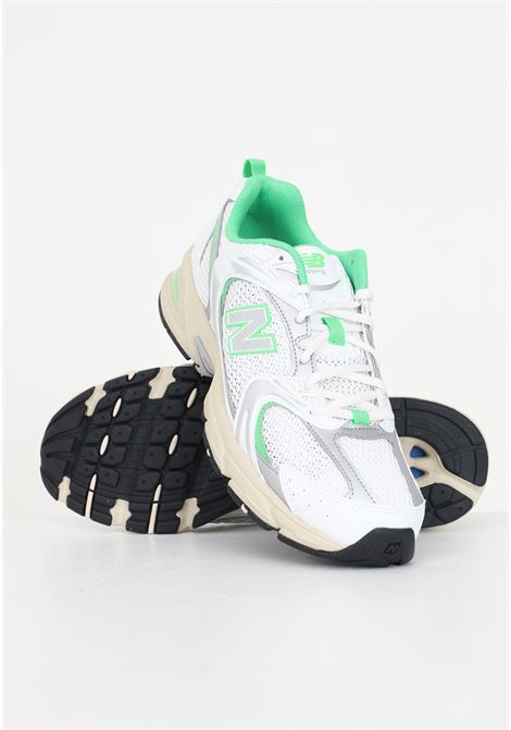 White sneakers with green details for men and women 530 EC NEW BALANCE | MR530ECWHITE